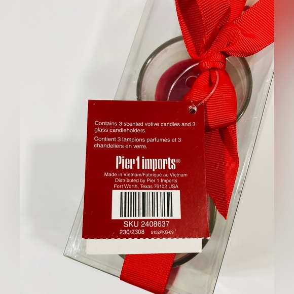Pier 1 Imports Peppermint Creme 3 Piece Votive Candle Gift Boxed Set NEW - Picture 5 of 8